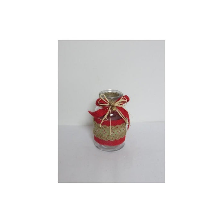 Vasetto decorato rosso 7x7x12,5cm