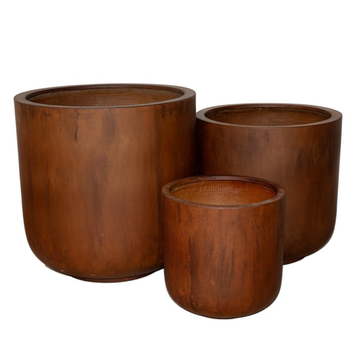 Vaso Pot Teak in vetroresina color rame
