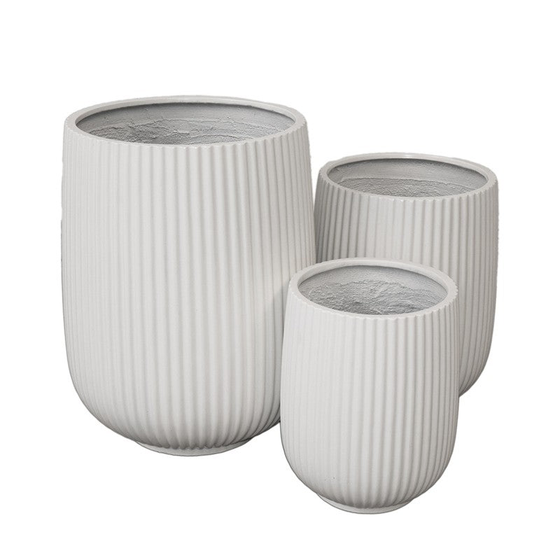Vaso rigato Horseshoe Avorio in vetroresina